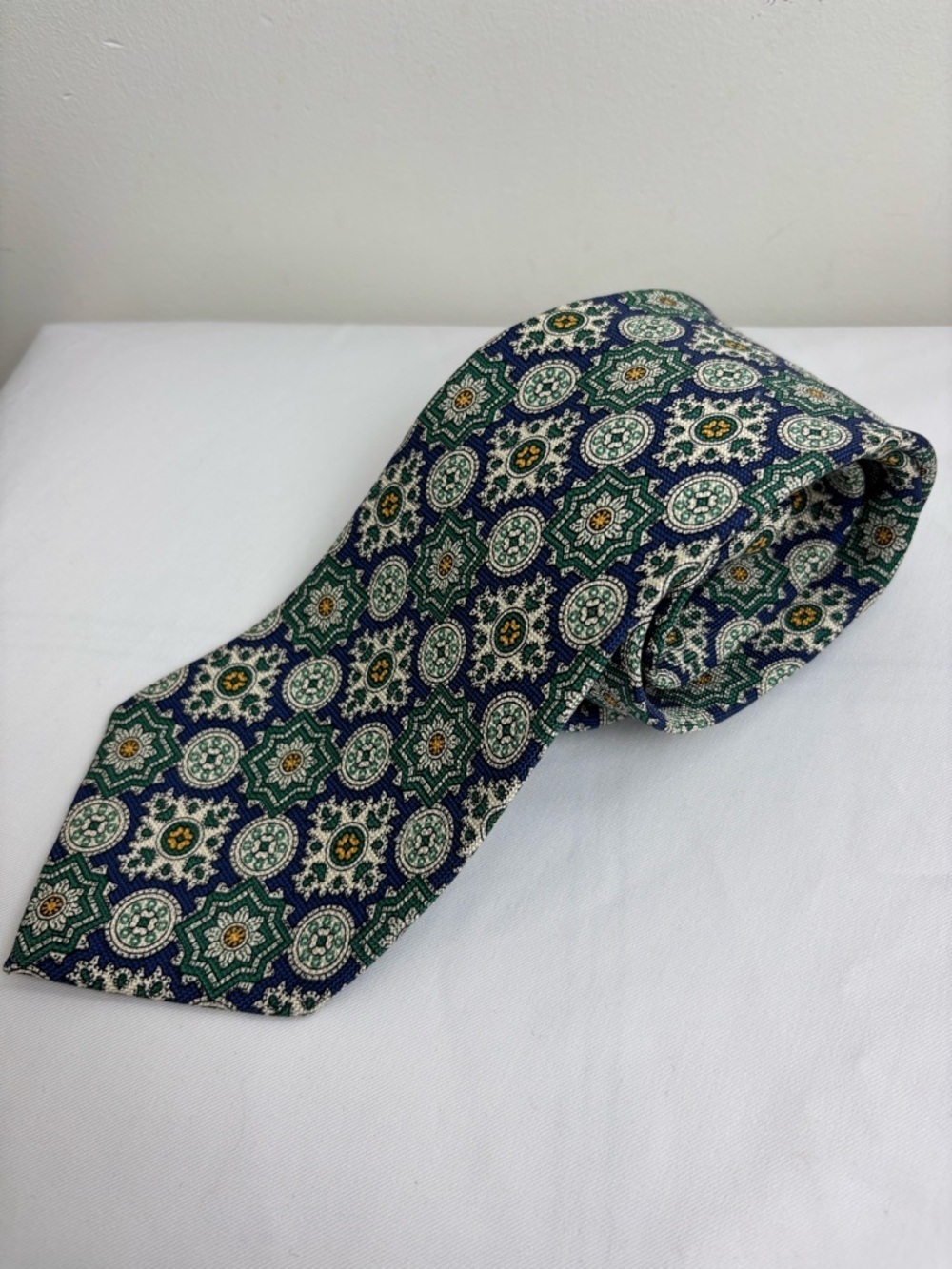 Polo by Ralph Lauren Silk Tie in Multicolor Geometric In Blue, green Pattern